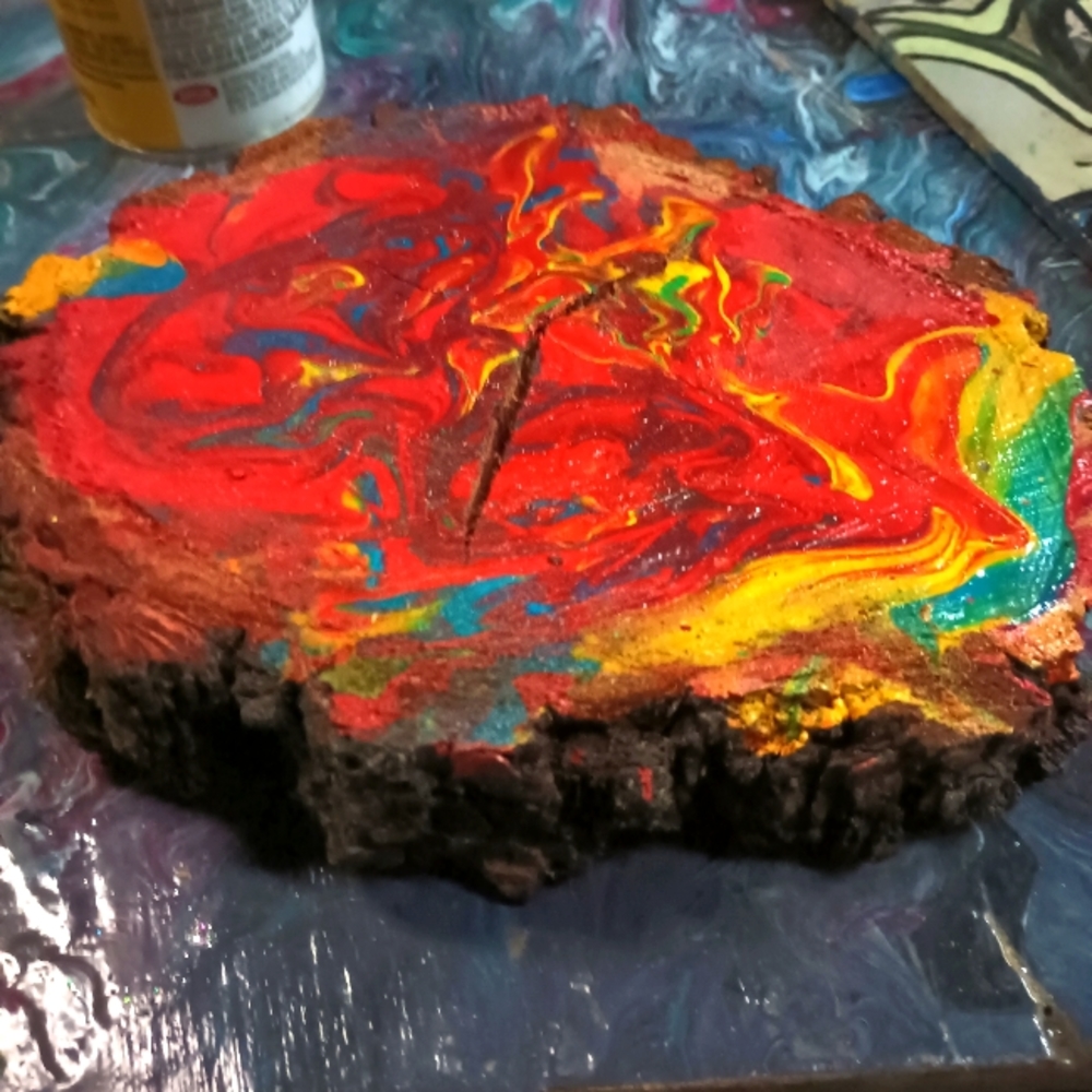 Natural wood resin Dirty pour Center piece